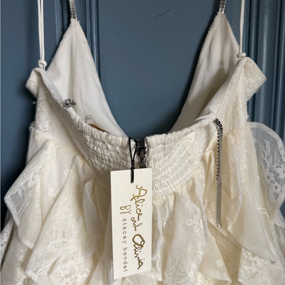 Alice + Olivia Cream Lace Mini Dress - Picture 3 of 4